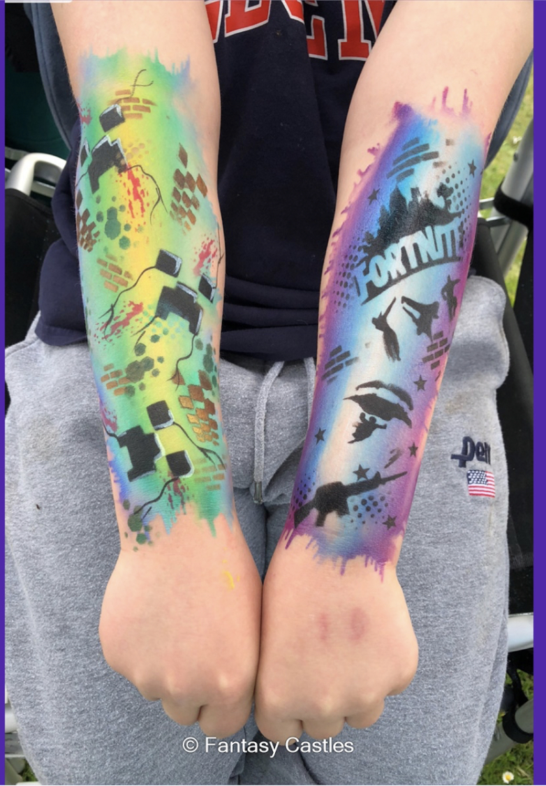 minecraft painted tattoo sleeve on arm