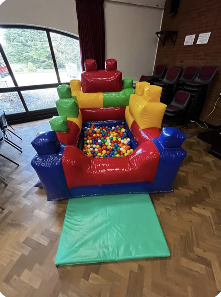 Lego multi coloured ball pool with balls at Shifnal Village Hall