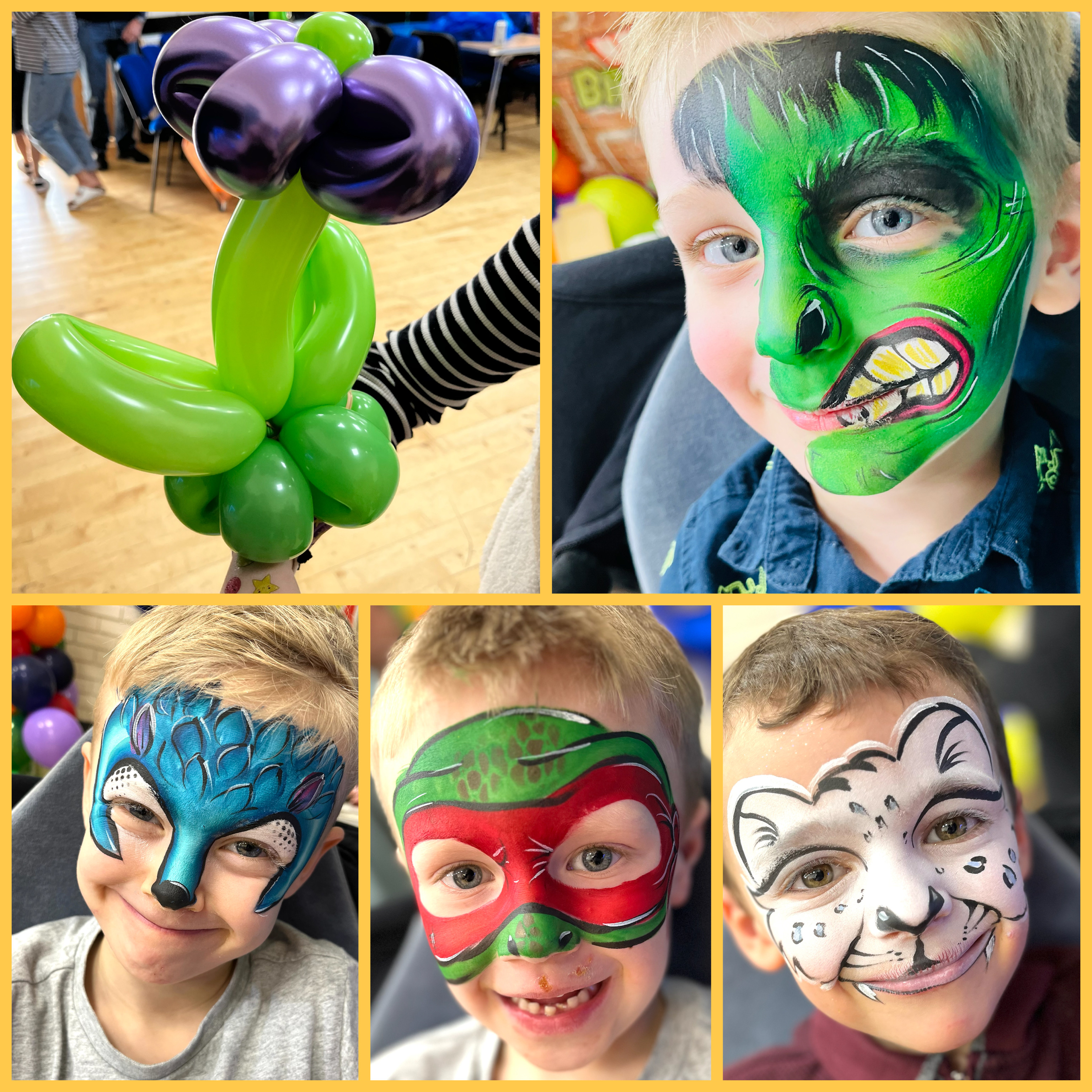 Picture of children with their faces painted at a party in Telford