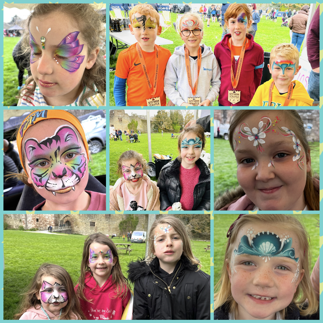 children with their face painted at a race in ludlow